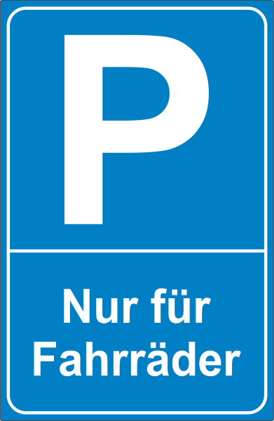 Parkplatzschild P Blau nur Fahrräder